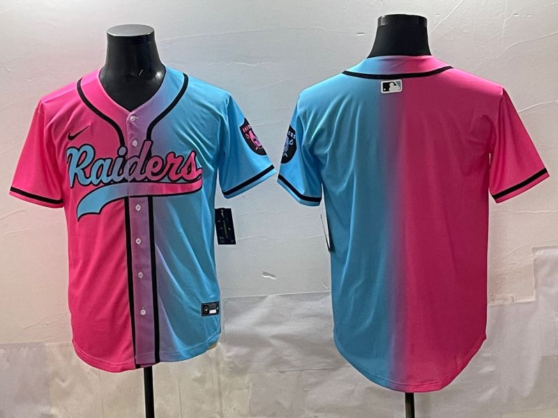 Men 2025 Oakland Raiders Blank Blue pink Nike Limited NFL Jersey style 001